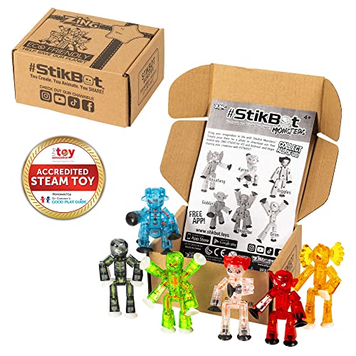 StikBot Zing Monsters Complete Set of 6 Poseable Monster Action Figures Includes Giggles Goblin Insector Grim Aquafang and Kyron - Image 5