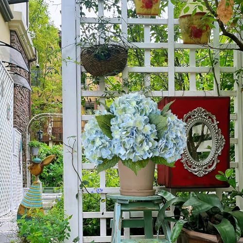 ZYTUYO 3PCS Blue Green Hydrangeas Artificial Flower 21" Real Touch Faux Latex Fake Hydrangeas Silk Bouquet for Home Kitchen Living Room Spring Table Office Wedding Party Arrangement - Image 5
