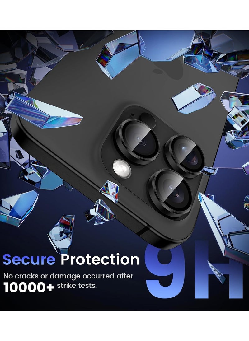 YoYoTech Compatible for iPhone 16 Pro / iPhone 16 Pro Max Camera Lens Protector,Auto Installation,9H Tempered Glass,Metal Individual Ring - Black Titanium  - Image 4