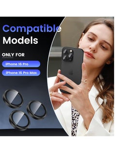YoYoTech Compatible for iPhone 16 Pro / iPhone 16 Pro Max Camera Lens Protector,Auto Installation,9H Tempered Glass,Metal Individual Ring - Black Titanium  - Image 2