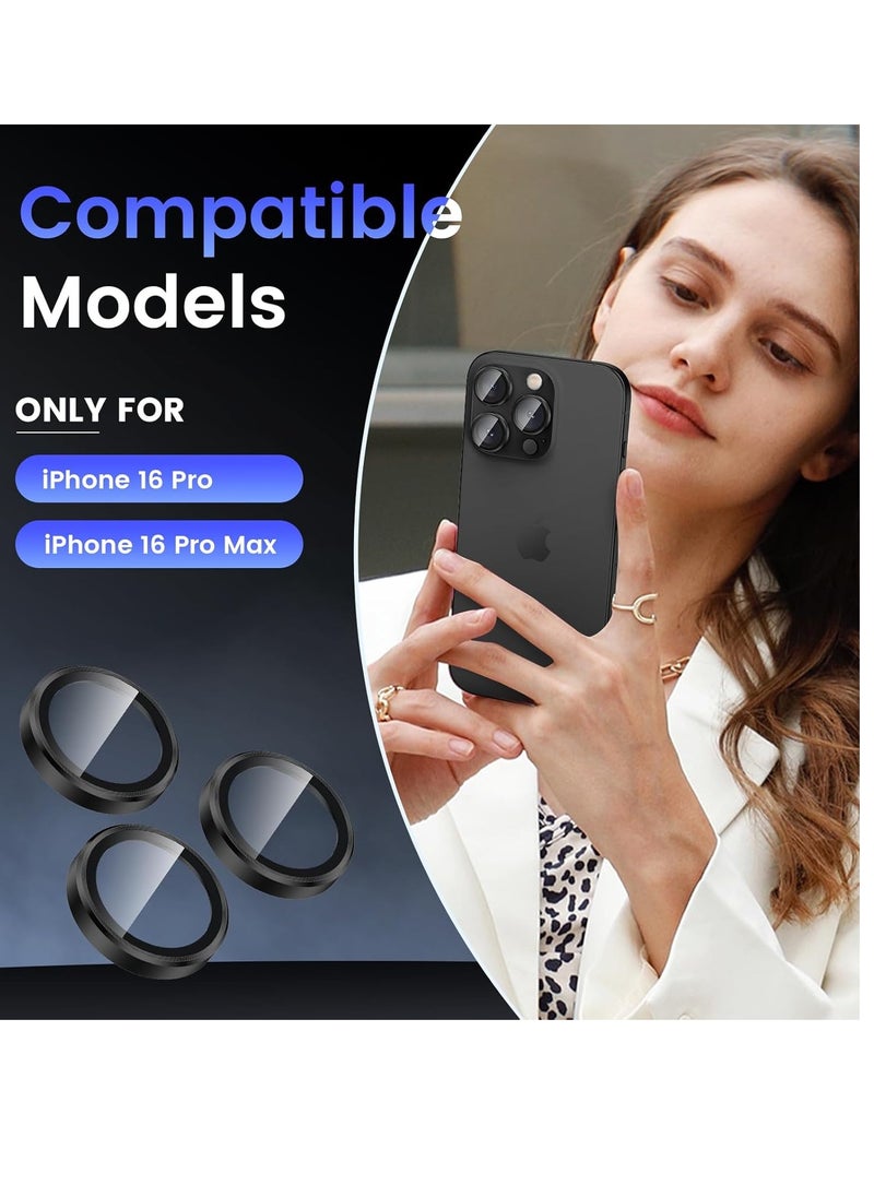 YoYoTech Compatible for iPhone 16 Pro / iPhone 16 Pro Max Camera Lens Protector,Auto Installation,9H Tempered Glass,Metal Individual Ring - Black Titanium  - Image 2