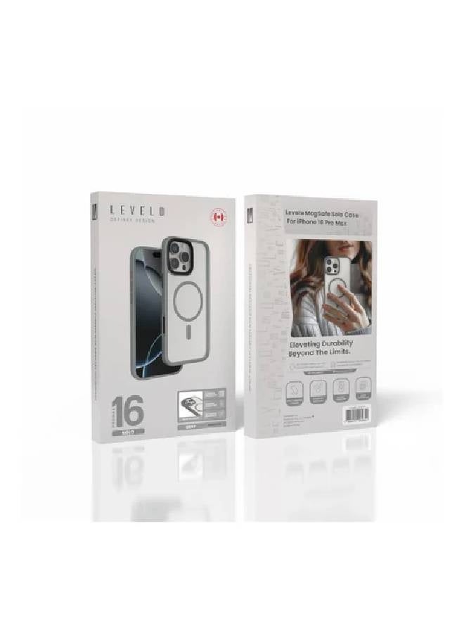 ليفيلو جراب Levelo Magnet Solo لهاتف iPhone 16 Pro Max Clearview Technology Hybrid - رمادي/شفاف - Image 3