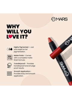 Mars MARS Long Lasting Crayon Lipstick up to 12 Hours Stay | Matte Finish | Waterproof | Won't Smudge Won't Budge Lip Crayon (3.5 gm) (19-Let's Get It)  - Image 4