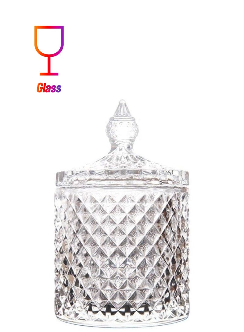 Faceted Crystal Storage Jar – Elegant Candy, Cookie, or Biscuit Barrel, Versatile and Stylish Home Décor, Ideal for Organizing Treats, Sweets, and Small Items, Perfect for Kitchen or Living Room Display - Image 1