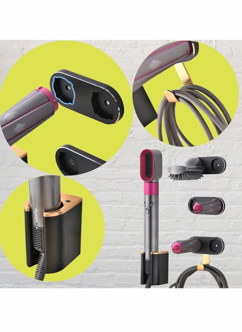 Y&D Wall Mount Hair Curler Holder for Dyson Airwrap Curler, No Punch Organizer Storage Rack Styler Accessories Curling Barrel and Brush Bedroom Bathroom (Black)  - Image 2