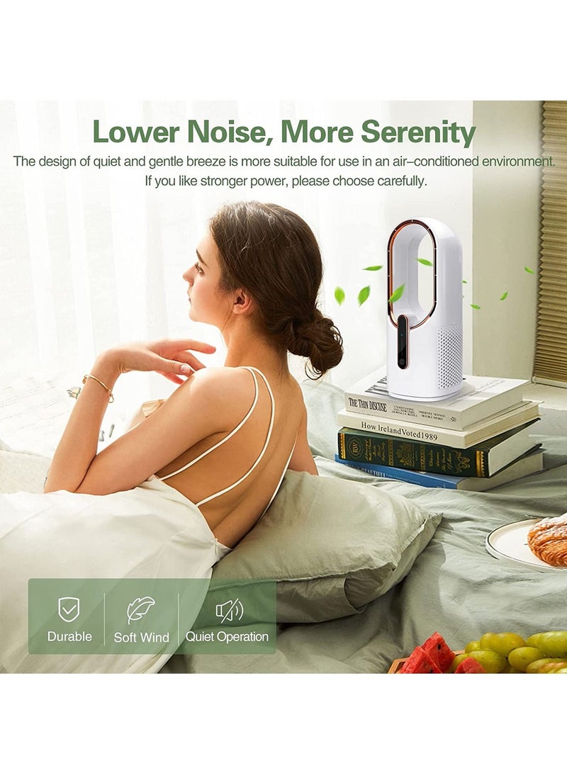 Arabest مروحة مكتب، مروحة بلا شفرات هادئة بحجم 11.8 بوصة، مروحة مكتبية قابلة لإعادة الشحن عبر USB، مروحة مكتب صغيرة محمولة مع 3 سرعات تبريد، مروحة شخصية تعمل باللمس لغرفة النوم، المكتب، المنزل، في الهواء الطلق (بيضاء) - Image 5