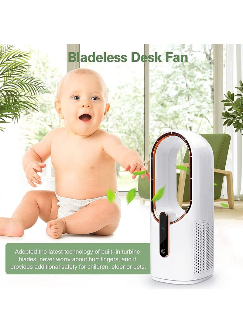 Arabest مروحة مكتب، مروحة بلا شفرات هادئة بحجم 11.8 بوصة، مروحة مكتبية قابلة لإعادة الشحن عبر USB، مروحة مكتب صغيرة محمولة مع 3 سرعات تبريد، مروحة شخصية تعمل باللمس لغرفة النوم، المكتب، المنزل، في الهواء الطلق (بيضاء) - Image 4