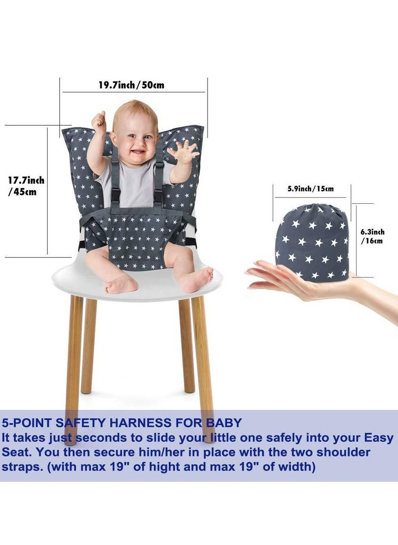Cool Baby - COOLBABY Baby Portable High Chair Travel Strap Seat Suitable For Toddler Feeding With Safe Washable Cloth Strap With Adjustable Shoulder Strap - Image 1