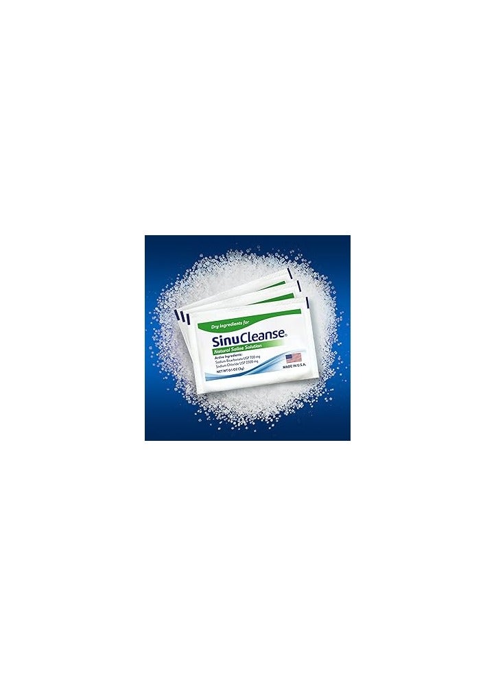 SinuCleanse Pre-Mixed Saline Packets - 100 Count- All-Natural, Pharmaceutical Grade, Buffered Salt Mix for Nasal Wash Systems