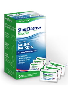 Sinu Cleanse SinuCleanse Pre-Mixed Saline Packets - 100 Count- All-Natural, Pharmaceutical Grade, Buffered Salt Mix for Nasal Wash Systems  - Image 1