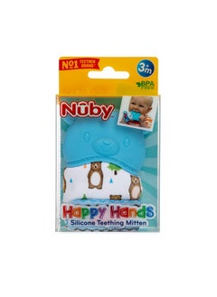 Nuby Nuby Happy Hands Silicone Teething Mitten - Baby Teething Toy - 3+ Months - Bear  - Image 3