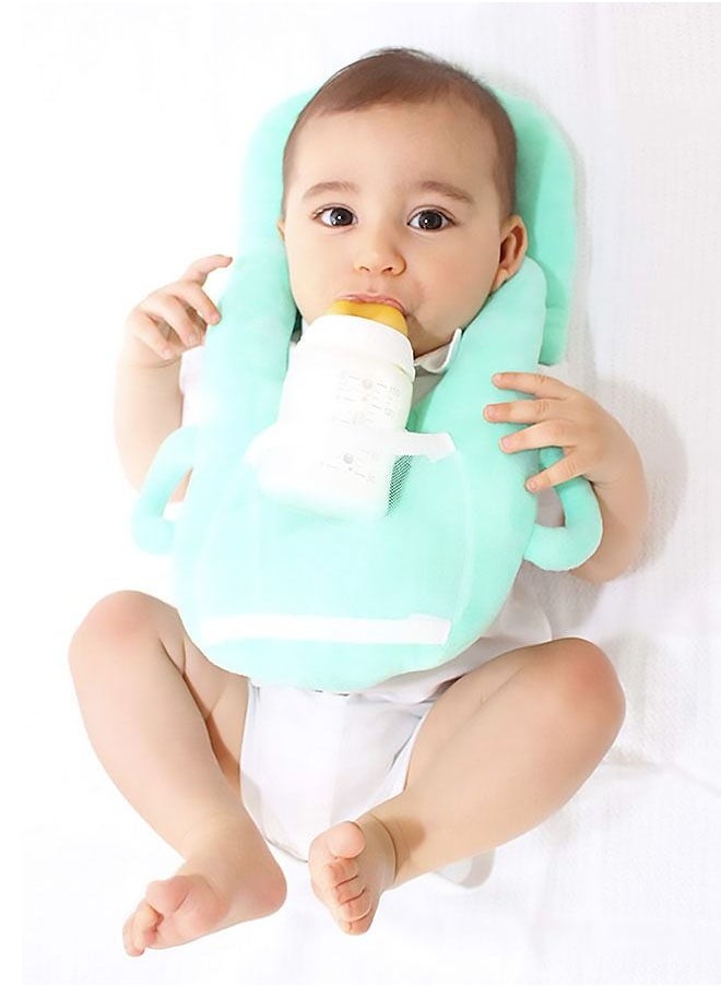 Gonice Detachable Adjustable Self-Feeding Nursing Pillow with Washable Cover and Bottle Pocket Green  - Image 4
