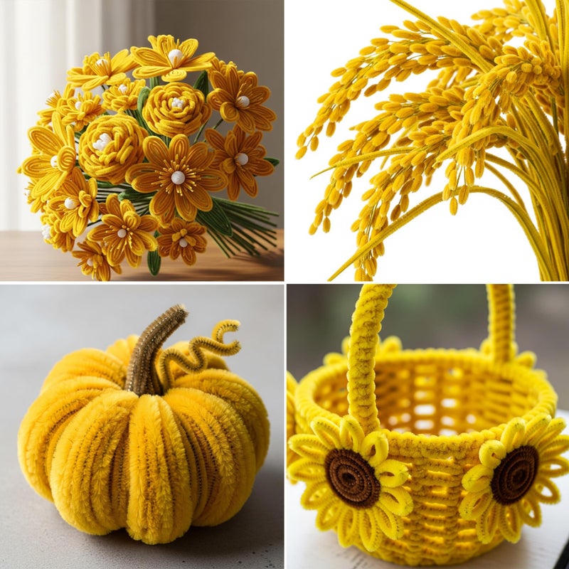Caydo 200 Pieces Blonde Pipe Cleaners,Thick Fluffy Chenille Stems, Pipe Cleaner Crafts for Arts & Crafts, Perfect for Making Animals, Flowers, and Valentine's Day Decorations - Image 2