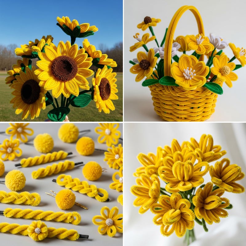 Caydo 200 Pieces Blonde Pipe Cleaners,Thick Fluffy Chenille Stems, Pipe Cleaner Crafts for Arts & Crafts, Perfect for Making Animals, Flowers, and Valentine's Day Decorations - Image 3