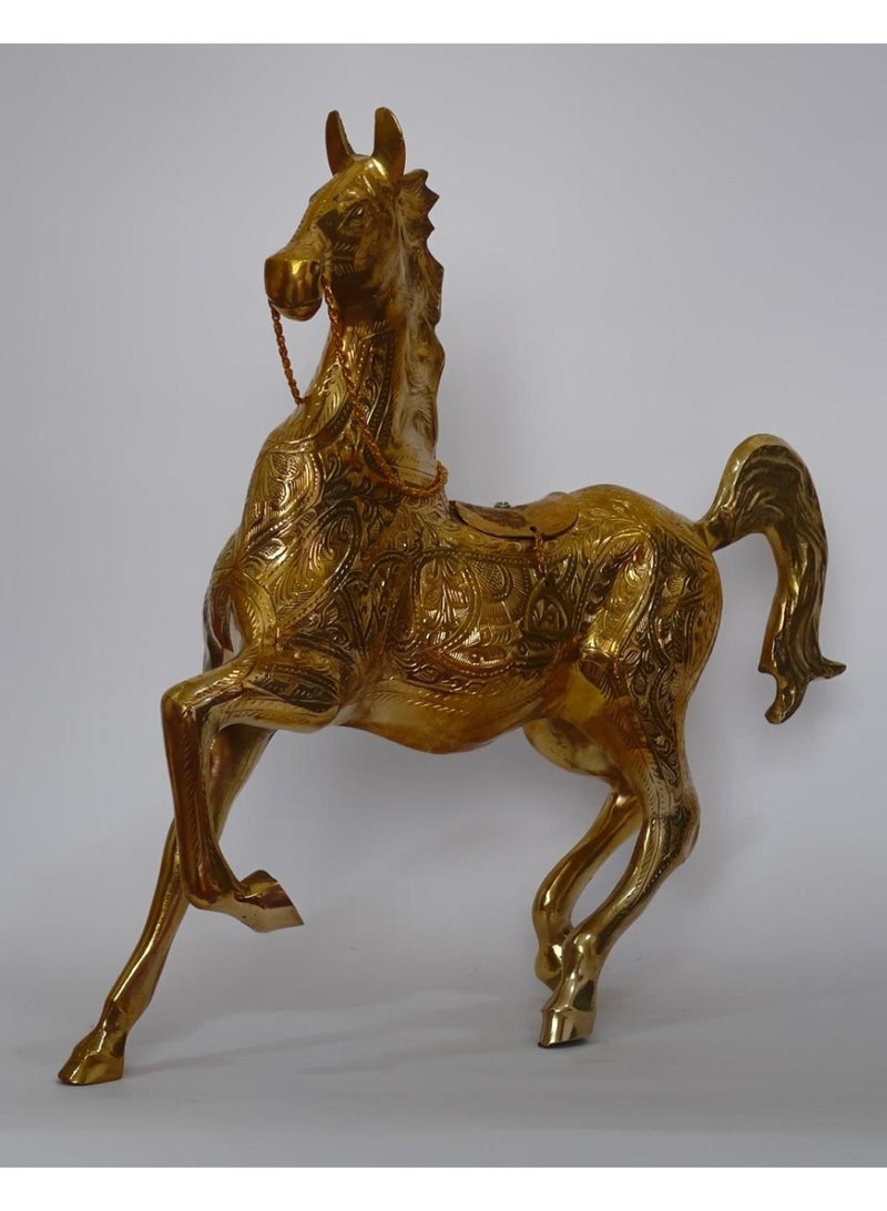 Decorative Horse Statue, Brass, Gold, 38 x 38 cm, Tabletop Figurine for Home, Office Desk Collection - Image 1