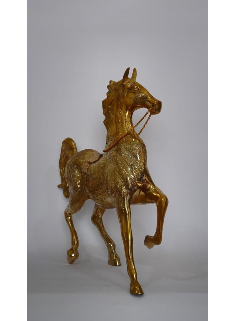Decorative Horse Statue, Brass, Gold, 38 x 38 cm, Tabletop Figurine for Home, Office Desk Collection - Image 5