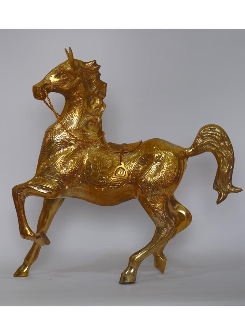 Decorative Horse Statue, Brass, Gold, 38 x 38 cm, Tabletop Figurine for Home, Office Desk Collection - Image 4