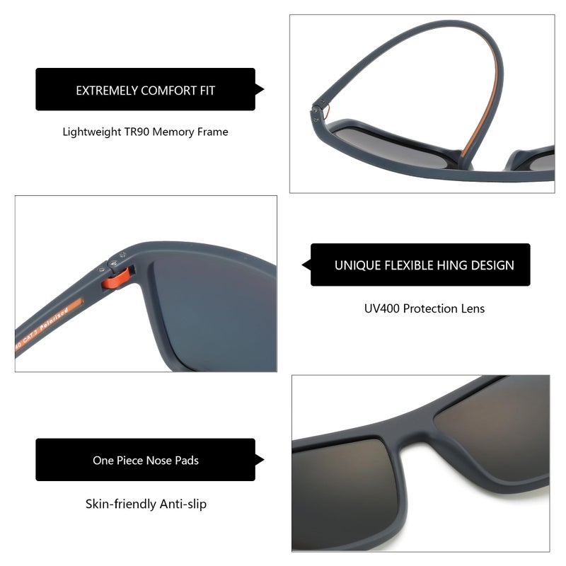 Zenottic Polarized Sunglasses For Men Lightweight Tr90 Frame Uv400 Protection Square Sun Glasses - Image 4