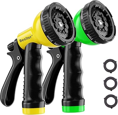 Besiter Besiter Garden Hose Nozzle Sprayer: 2 Pack 10 Watering Patterns Water Hose Spray Nozzles for Garden Hose Heavy Duty  - Image 1