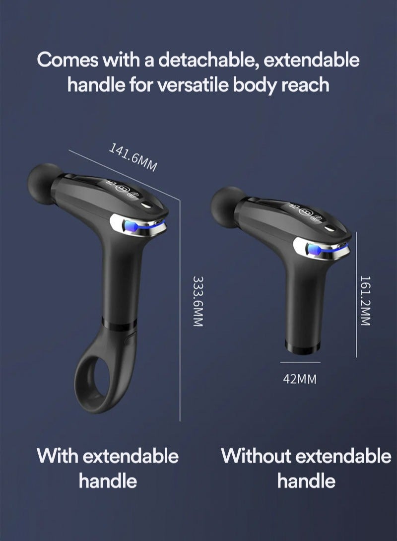 Massager Gun Pro Deep Tissue Therapy Pain Relief Rechargeable Muscle Massager Gun with LCD Display Silent Brushless Motor Percussion Gun 2 Modes 8 Speed Extended Handle (Stardust Gray) - Image 5