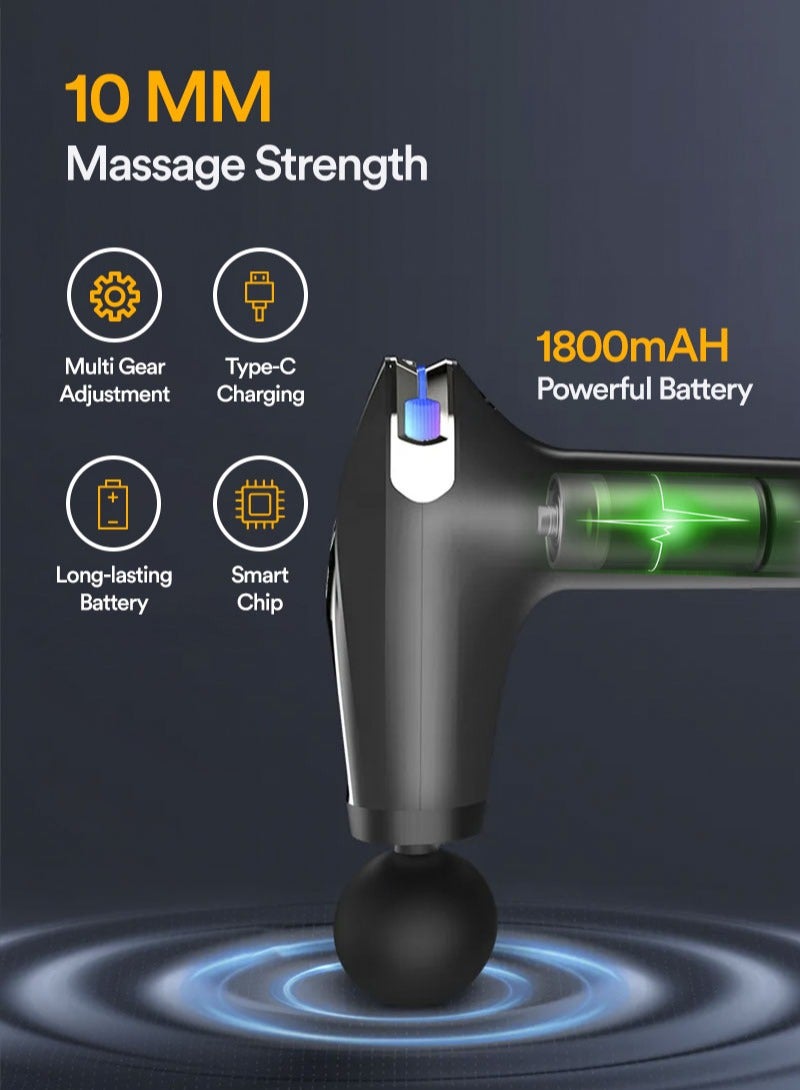 Massager Gun Pro Deep Tissue Therapy Pain Relief Rechargeable Muscle Massager Gun with LCD Display Silent Brushless Motor Percussion Gun 2 Modes 8 Speed Extended Handle (Stardust Gray) - Image 2