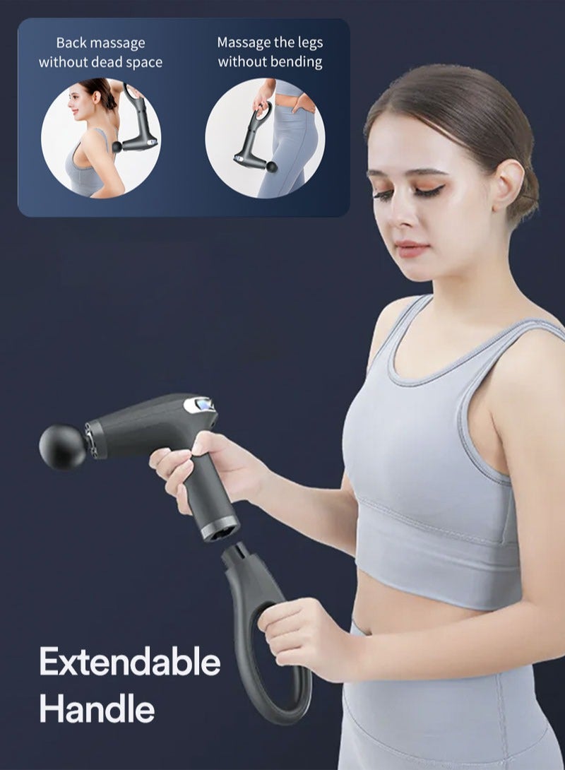 Massager Gun Pro Deep Tissue Therapy Pain Relief Rechargeable Muscle Massager Gun with LCD Display Silent Brushless Motor Percussion Gun 2 Modes 8 Speed Extended Handle (Stardust Gray) - Image 3