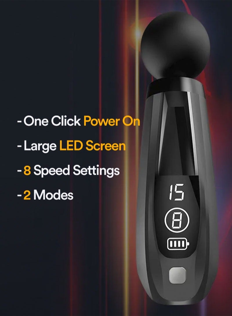 Massager Gun Pro Deep Tissue Therapy Pain Relief Rechargeable Muscle Massager Gun with LCD Display Silent Brushless Motor Percussion Gun 2 Modes 8 Speed Extended Handle (Stardust Gray) - Image 4