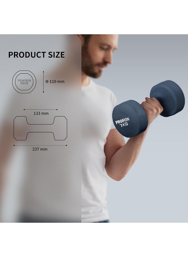 PROIRON Neoprene Dumbbells Weights Exercise & Fitness Dumbbells in 7kg Pair - Image 2