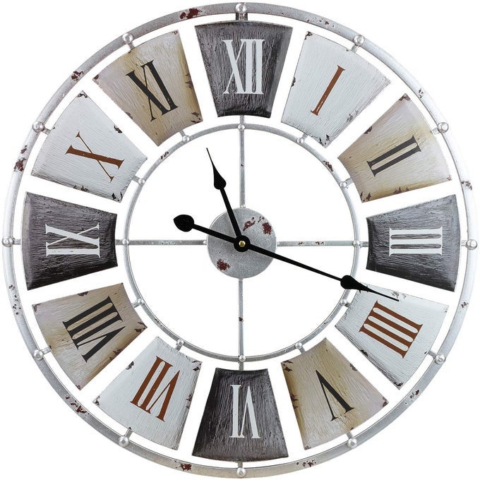 DECORATIVE LARGE 24INCH WALL CLOCK FOR LIVING ROOM VINTAGE INDUSTRIAL MODERN RUSTIC FARMHOUSE STYLE OVERSIZED ROMAN NUMERAL CLOCK MODERN WALL CLOCK IDEAL ROOM DCOR