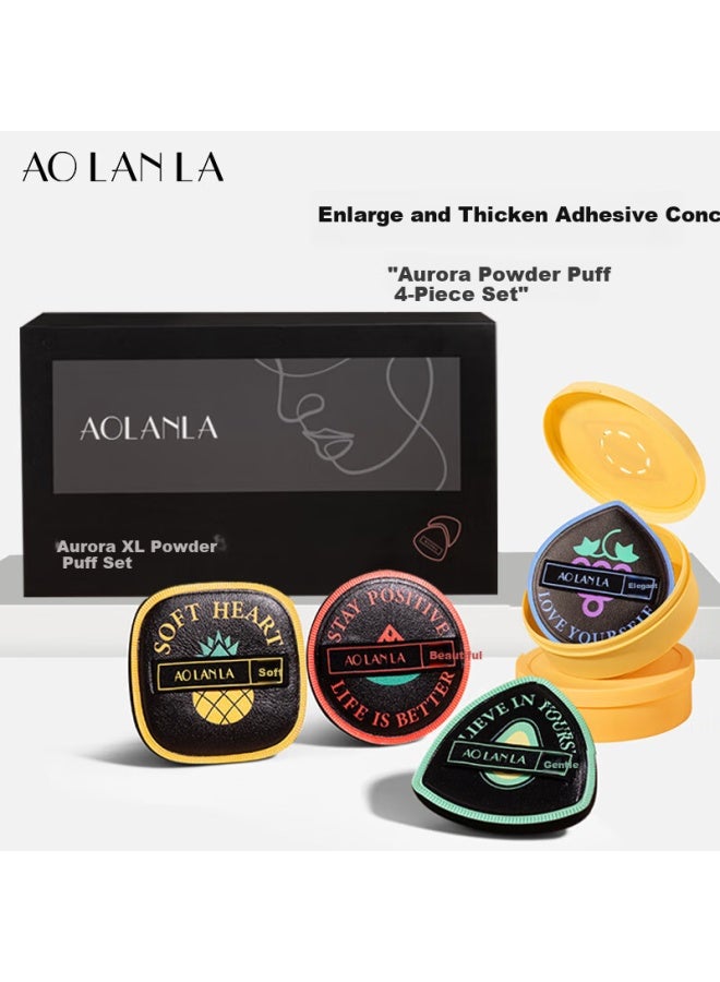 Aolanla وسادة هوائية مكثفة بودرة بودرة فائقة النعومة إسفنج مكياج لاصق وسادة ثنائية الاستخدام للمؤسسة الرطبة والجافة تخزين مستقل 4 حبة - Image 1