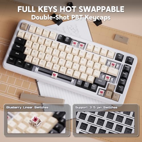 MAMBASNAKE ATTACK SHARK M86 82 Keys Wireless Mechanical Keyboard, 75% Gasket Hot Swappable Custom Keyboard, Side Printed PBT Keycaps, RGB Backlit, Pre-lubed Switches, BT/2.4GHz/ Wired Mechanical Gaming Keyboard - Image 5