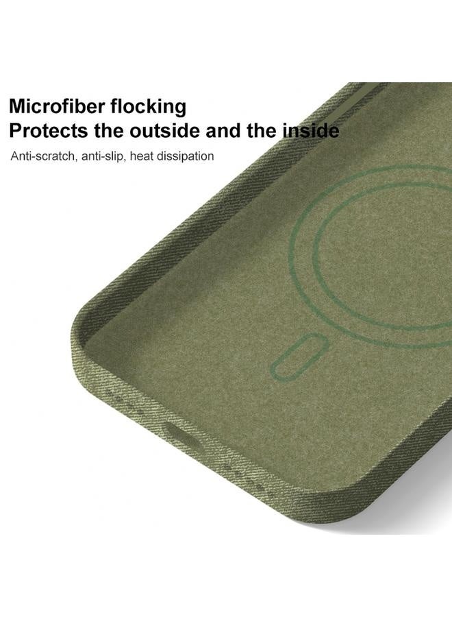 جراب لهاتف آيفون 14 برو ماكس بملمس جلد الدنيم مع دعم الشحن المغناطيسي MagSafe - Image 2