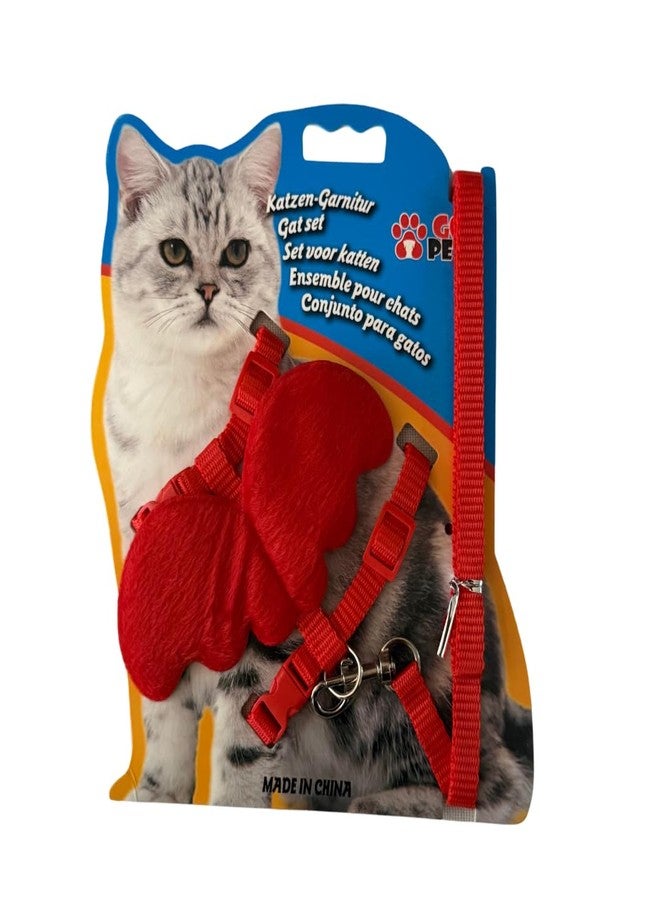 Healing Leaf's Cat's Soft Wing Harness with Leash, Escape Proof, Ultra-Light Weight, Aesthetic Design Comfort Fit for Pet Kitten Puppy Rabbit Small Dog (Red) - Image 1