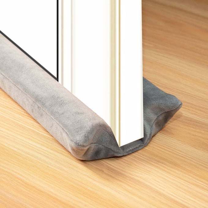 UNDER DOOR DRAFT STOPPER 3038 ADJUSTABLE WIND STOPPER FOR DOOR WINDOW FOAM DOOR SWEEP AIR NOISE BLOCKER FOR BOTTOM OF DOORS DOUBLE SIDE SEAL GREY