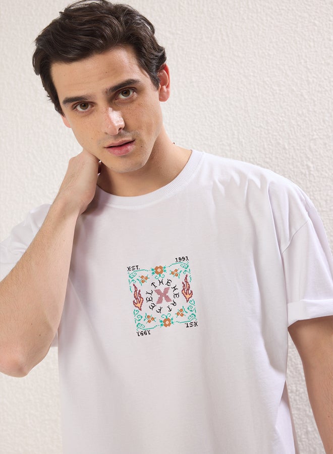 trendyol Men's White Printed T-shirt - Image 4