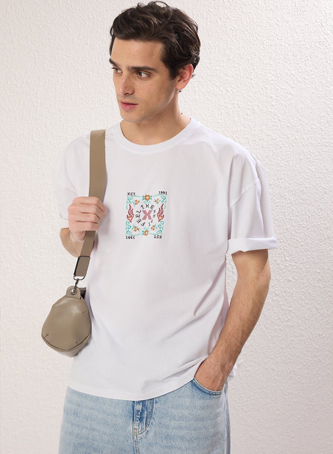 trendyol Men's White Printed T-shirt - Image 2