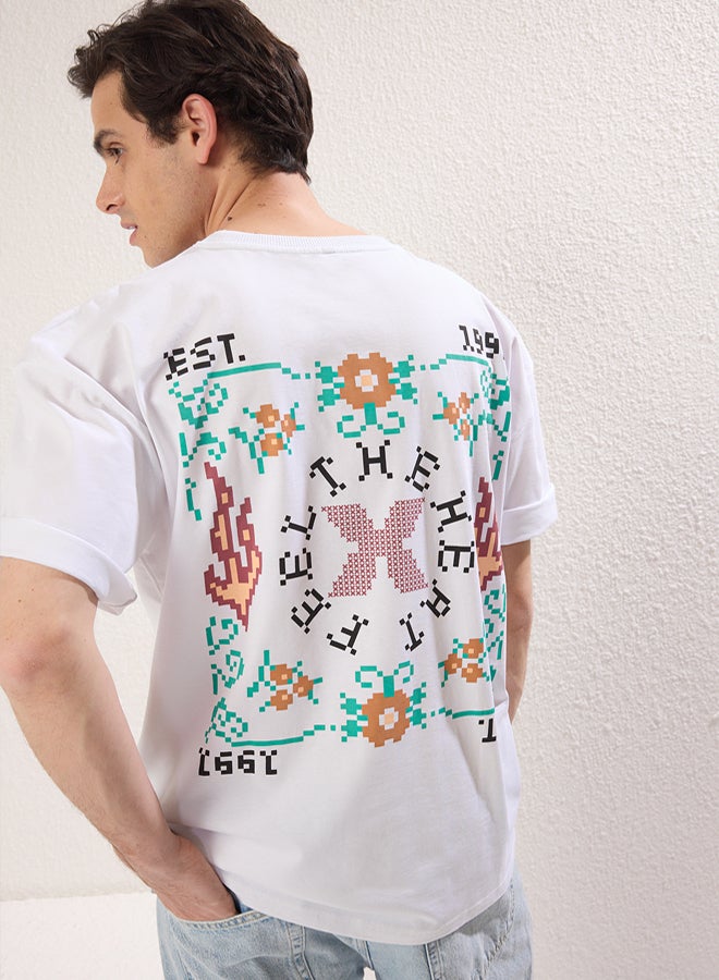 trendyol Men's White Printed T-shirt - Image 1