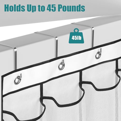 VOPTON 28Large Pockets Over The Door Shoe Organizer, Hanging Shoe Organizer for Closet, Premium Clear Shoe Rack for Door, Shoes Hanger Organizers Storage Holder for Back of Door and 4Metal Hook White - Image 4