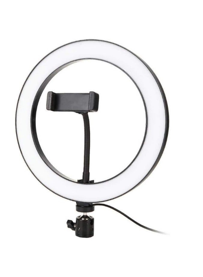 Plastic Ring Light with Four Modes and USB Cable - 26 CM Dimmable Ring Light for Mobile, Live Streaming, Makeup, YouTube, and Facebook  - Image 1