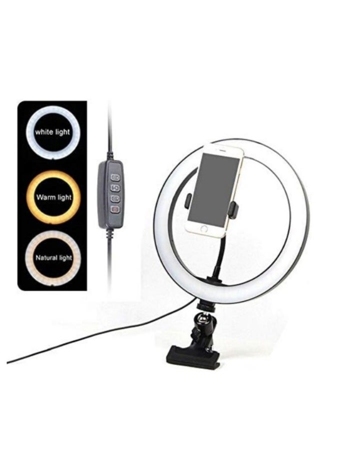 Plastic Ring Light with Four Modes and USB Cable - 26 CM Dimmable Ring Light for Mobile, Live Streaming, Makeup, YouTube, and Facebook  - Image 2