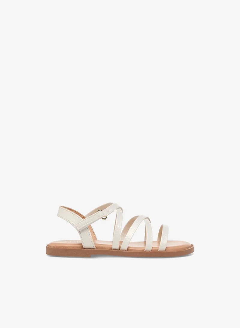 JUNIORS Girls Cross Strap Hook and Loop Sandals