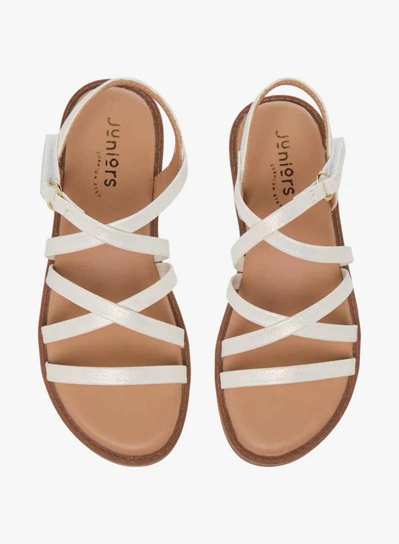 JUNIORS Girls Cross Strap Hook and Loop Sandals