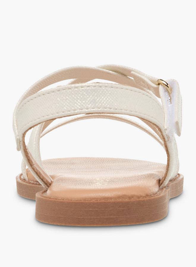 JUNIORS Girls Cross Strap Hook And Loop Sandals - Image 4