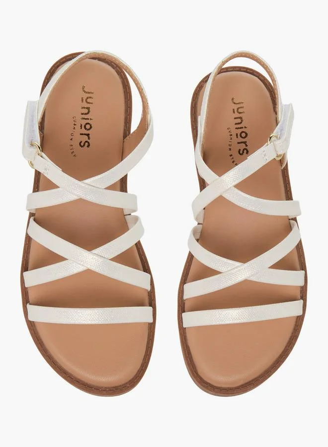 JUNIORS Girls Cross Strap Hook And Loop Sandals