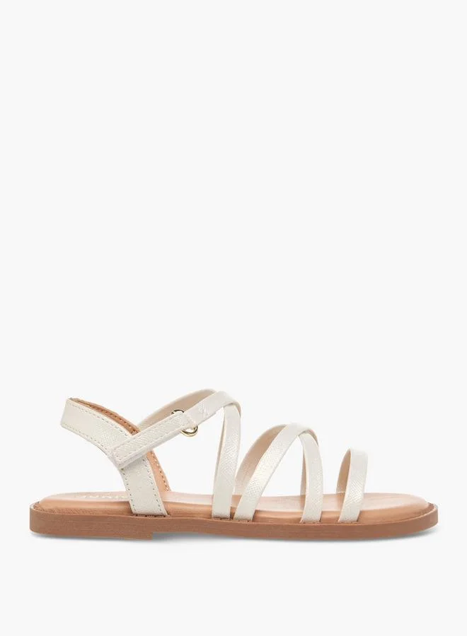 JUNIORS Girls Cross Strap Hook And Loop Sandals