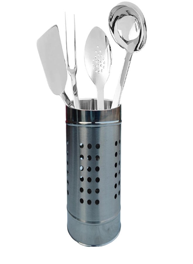 MARQUEONN® Stainless Steel Spoon Stand, Cutlery Pen Holder, Brush Stand etc (Dot Silver) - Image 4