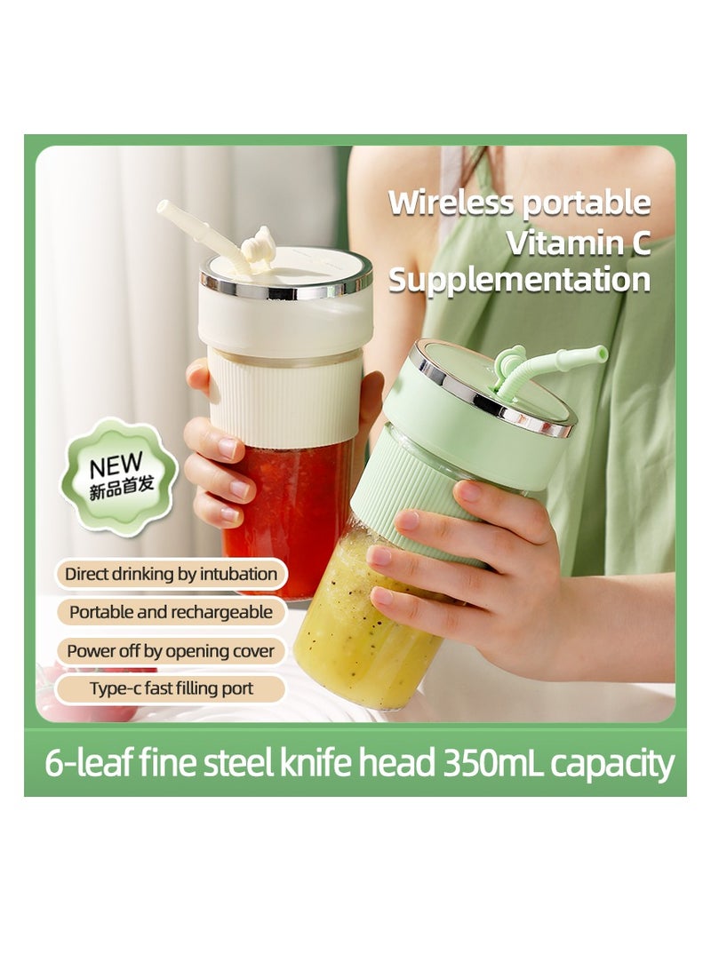 City Portable Blender,Portable Blender for Smoothies & Shakes,Mini Personal Blender, with Silicone Straw, USB Rechargeable, 6 Juice Blending Blades, for Kitchen, Home, Travel, Office, Sports, Gym,350ml,(K1-Green) - Image 3