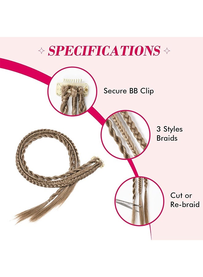 Clip in Hair Extensions - 2 PCS Baby Braids, 22" Long Natural Soft Synthetic Hairpieces (Dark Blonde) for Summer and Party - Image 2