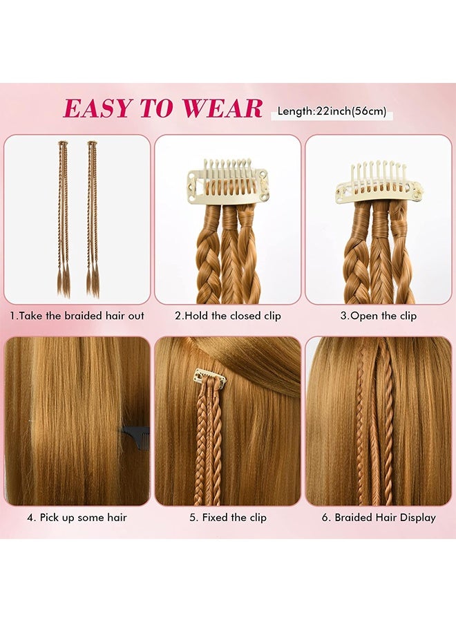 Clip in Hair Extensions - 2 PCS Baby Braids, 22" Long Natural Soft Synthetic Hairpieces (Dark Blonde) for Summer and Party - Image 4