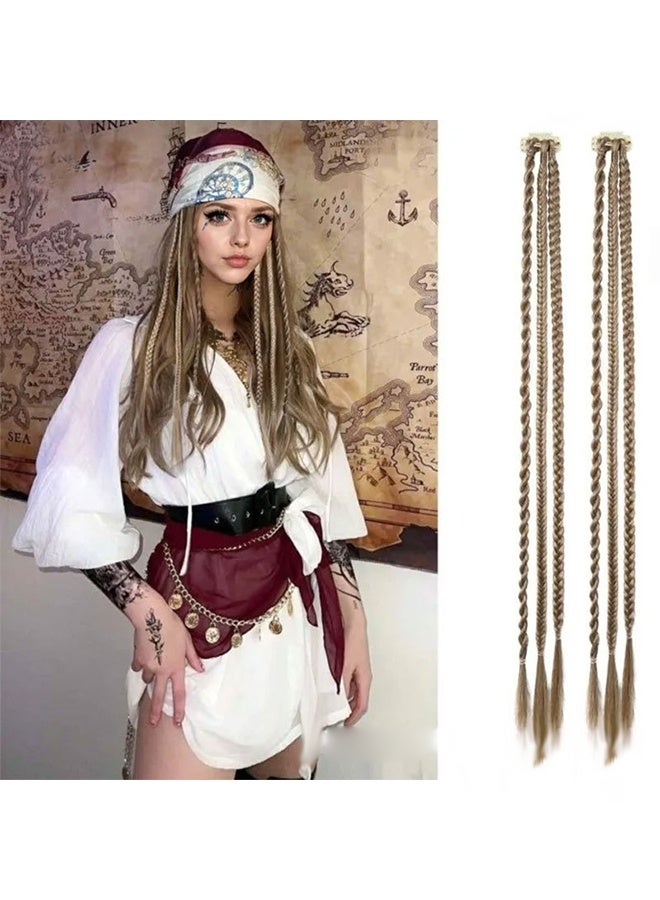 Clip in Hair Extensions - 2 PCS Baby Braids, 22" Long Natural Soft Synthetic Hairpieces (Dark Blonde) for Summer and Party - Image 1